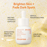 innisfree Green Tea Enzyme Vitamin C Brightening Serum for Dark Spot Fading, Korean Face Serum for Glow