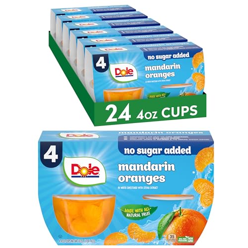 Dole Fruit Bowls No Sugar Added Snacks, Mandarin Oranges, 4oz 24 Cups, Gluten & Dairy Free, Bulk Lunch Snacks for Kids & Adults