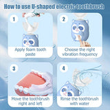 ELOTAME Kids Electric U Shaped Toothbrush, Cartoon Sonic Toothbrush with 4 Brush Heads 6 Cleaning Modes Children Toothbrush IPX7 Waterproof - (Age 8-15, Pink)