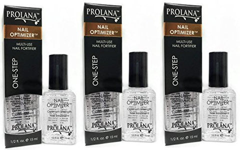 (3 pieces) - Prolana Nail Optimizer One-Step Multi Use Nail Fortifier, Nail Hardener, Nail Strengthener - Optium Strength Nail Treatment .150mls/ 15 millilitres (3 Pack)