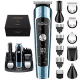 Brightup Beard Trimmer, Mens Grooming Kit with Hair Clippers, Electric Razor, Shavers for Mustache, Body, Face, Ear, Nose Hair Trimmer, USB Rechargeable & LED Display, Gifts for Men