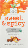 GOOD EARTH Teas, Organic Herbal Tea, Sweet & Spicy, Caffeine Free, 18 Tea Bags, 1.3oz