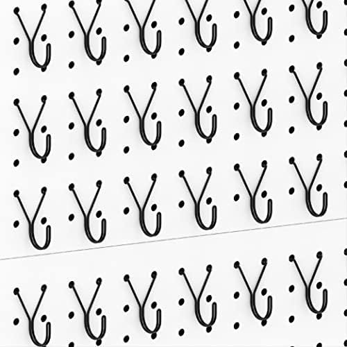 HUHOLE Pegboard Hooks, J-Hook, 1 Inch Black Hooks 80 Pack, Ideal Display Pegs for Hanging Jewelry, Necklaces, Keys, Retail Items, Small Tools, Will Not Fall Out, Fit 1/8”, 3/16” Peg Boards