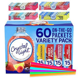 Crystal Light Packets 60 Count – Sugar Free Drink Mix Variety Pack Includes Lemonade, Fruit Punch, Raspberry Lemonade, Wild Strawberry – Easy Mix Drink Mix Packets Water Flavoring