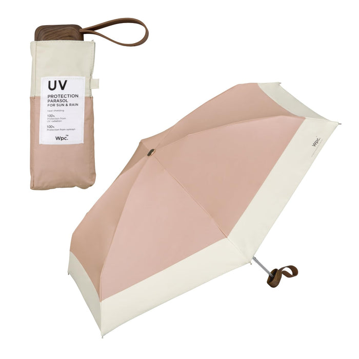 [2024] Wpc. Parasol Folding Umbrella, Light Shielding Tiny Dusty Pink x Off (Limited Color), 100% Light Shading Rate, 100% UV Protection, UPF50+, Rain or Shine, 18.5 inches (47 cm), Women's, Stylish,