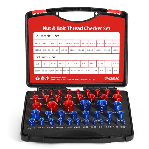 Nut and Bolt Thread Checker - 44 PCS Nut and Bolt Gauges Individually Housed in Case (23 Inch & 21 Metric) Specially Suitable for Size Check on Tricky and Narrow Area