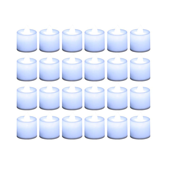 LANKER 24 Pack Flameless Led Tea Lights Candles - Steady Cool White Battery Operated Electronic Fake Candles – Decorations for Christmas, Halloween and Festival Celebration (White)