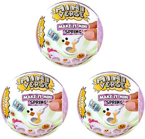 MGA's Miniverse Make It Mini Make It Mini Spring (3 Pack) - Spring, Seasonal, Easter, Blind Pack, DIY, Crafts, Activity, Resin Play, Replica Food, NOT Edible, Collectors, 8+