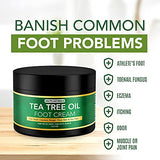 Tea Tree Oil Foot Cream For Dry Cracked Heels Repair - Natural Foot Cream For Dry Cracked Feet, Heel Balm & Foot Moisturizer For Healthy Feet - Athletes Foot Treatment Foot Lotion