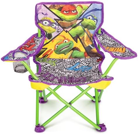 Teenage Mutant Ninja Turtles Kids Chair Foldable for Camping, TMNT Sports or Patio with Carry Bag, Toddlers 24M+