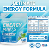 Energy Caffeine Mints | Caffeine + L-theanine + B Vitamins | Caffeinated Mints with 60mg Caffeine Per Serving | Delicious Sugar Free Energy Mints | (Arctic Mint, 100 Count) by Gymgum