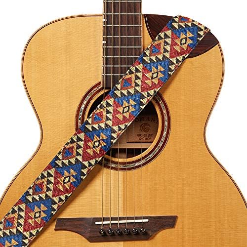 Amumu Guitar Strap Multicolor Retro Triangle Pattern Design for Acoustic, Electric and Bass Guitars - 2'' Wide