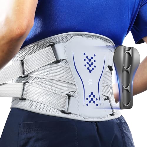 Back Brace for Lower Back Pain Relief, Ergonomic Curved Lumbar Support, Ultra Breathable Knitted Fabric, Adjustable Fit for Under Clothes, Sciatica, Scoliosis, Posture, Lifting, Size XL