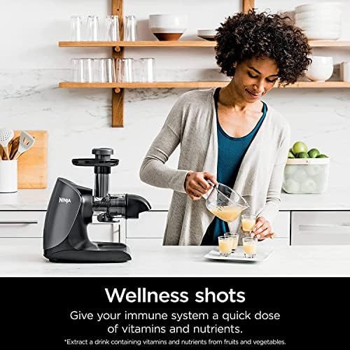 Ninja JC101 Cold Press Pro Compact Powerful Slow Juicer with Total Pulp Control & Easy Clean, Graphite (Renewed), BLACK, 13.78 in Lx6.89 in Wx14.17 in H