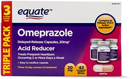 Equate - Omeprazole Magnesium 20.6 mg, Acid Reducer, Delayed Release, 42 Capsules (Pack of 2)