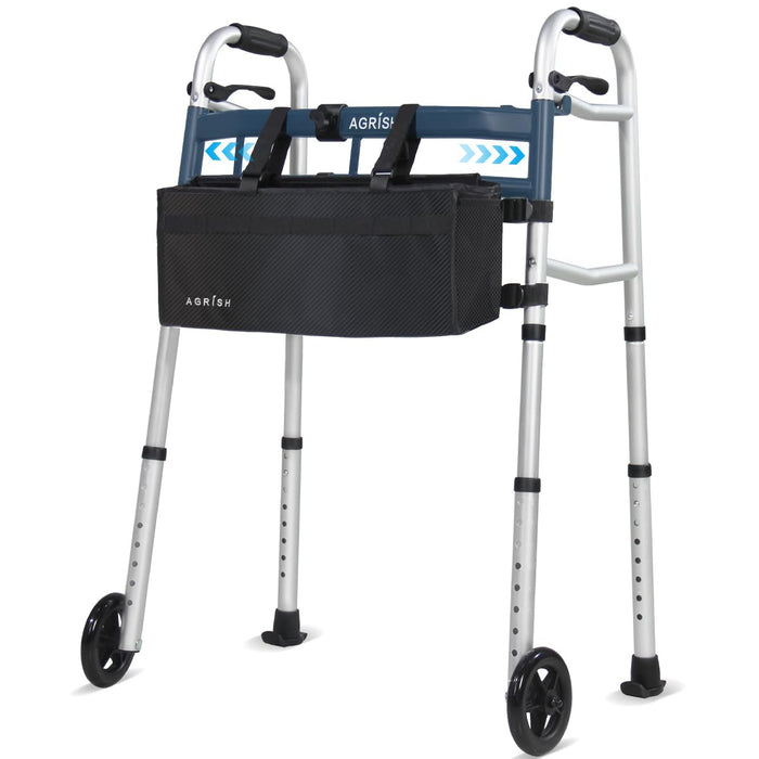 Agrish Narrow Walkers with Storage Bag - FSA/HSA Eligible Width Height Adjustable Walker, Lightweight Folding Walkers, Walkers for Seniors Handicapped & Disabled, Up to 350 lbs