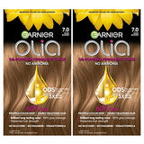 Garnier Hair Color Olia Ammonia-Free Brilliant Color Oil-Rich Permanent Hair Dye, 7.0 Dark Blonde, 2 Count (Packaging May Vary)