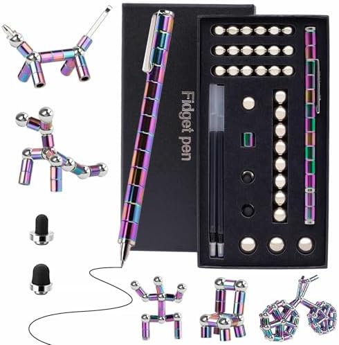 Upgrade Fidget Pen-Magnetic Pen-Fidget Toys for Boys Girls Age 8-12-Gifts for Teenage Girls Boys-Toy Pen Decompression Magnetic Metal Pen-Multifunctional Deformable Magnet Pen-Fidget Toy for Adults