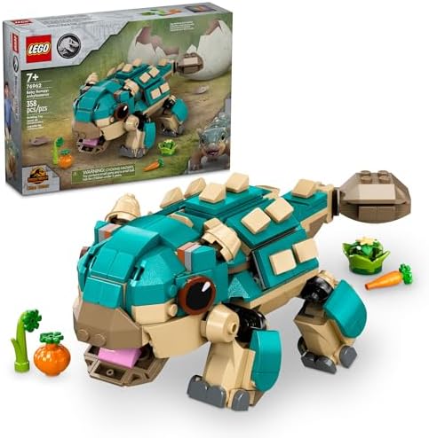 LEGO Jurassic World Baby Bumpy: Ankylosaurus Dinosaur Toy for Camp Cretaceous Fans and Kids Aged 7 Plus, Fun Build-a-Dinosaur Jurassic Park Toy for Boys and Girls, Animal Toy Playset, 76962