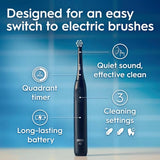 Oral-B iO Series 2 Rechargeable Electric Powered Toothbrush Starter Kit, Night Black with 2 Brush Heads - Automatic Pressure Sensor to Protect Gums - 3 Modes - 2 Min Timer