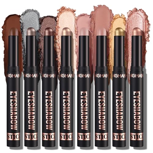 Jolilab Eyeshadow Stick Set, 8 Colors Matte Professional Bright-Colored Contouring and Highlight Eyeshadow Stick, Cream Eyeshadow Waterproof Long Lasting High Pigmented Eye Shadow. (8, EYESHADOW B)