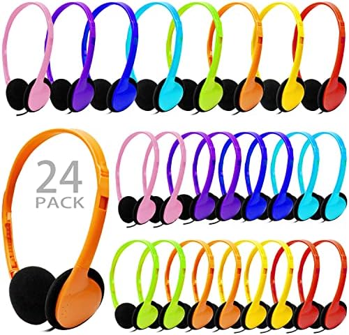 CN-Outlet Kids Headphones Bulk 24 Pack Multi Color for School Classroom Students Children Toddler Boys Girls Teen and Adult (24 Pack)