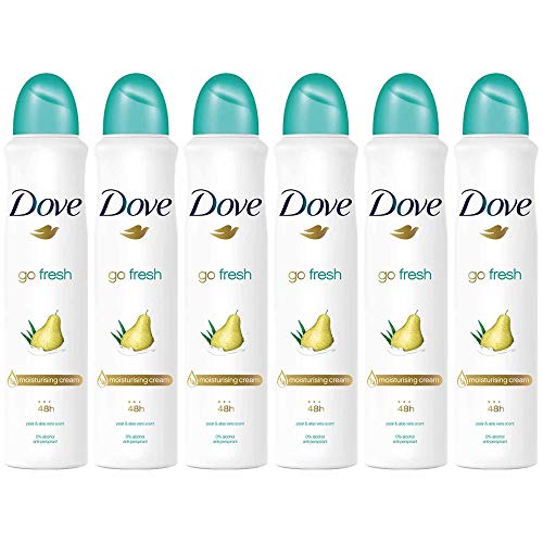 6 Pack Go Fresh Pear & Aloe Antiperspirant Deodorant Spray, 5.07 Ounce Each Compatible with Dove Go Fresh Pear & Aloe Antiperspirant Deodorant 150ml
