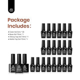 Beetles Fall Gel Nail Polish Set - 20 Colors Gel Nail Polish Kit Green Red Blue Glitter Gold Brown Pink Base and Glossy Matte Top Coat Gel Nail Polish Soak Off Uv Christmas Gifts for Women