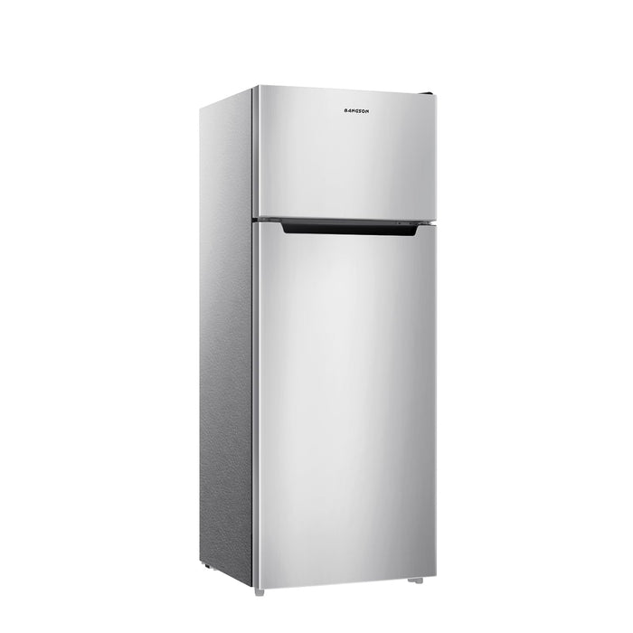 BANGSON 7.7 Cu.Ft Refrigerator with Freezer, Apartment Size Fridge with Top Freezer, for Apartment, Office, Kitchen and Garage, Stainless Steel, Silver
