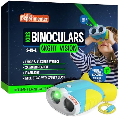 Night Vision Binoculars for Kids Binocular Toys Christmas Stocking Stuffers Gift Ideas, with Flash Light & Face Comfort Rubber Learning & Educational STEM Gifts for Boys & Girls Ages 3 4 5 6 Years Old