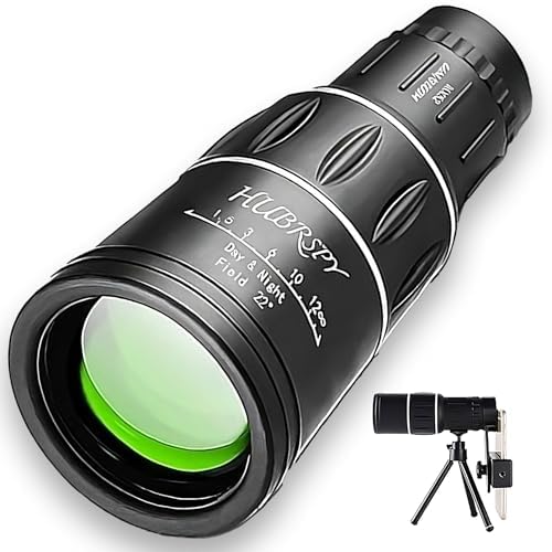 Portable High Power Monocular Compact Telescope for Adults, Smartphone - 16x52 Mini Nextgen Monoscope Pocket Handheld HD Bird Watching Stargazing Skyscope, Kids, Single Binocular by HUBRSPY