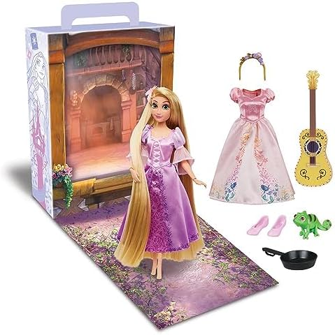 Disney Store Official Princess Story Doll (Rapunzel from Tangled) 11 Inches, Includes Coloring Book and Additional Dress, Princess Doll in Classic Outfit, Princess Toys for Girls