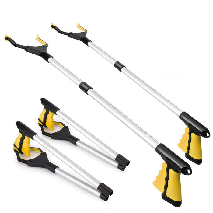 2-Pack Reacher Grabber Pickup Tool, 32" Long Grabber Tool, Trash Picker Grabber for Elderly Grab It Reaching Tool, Garbage Picker Upper Grabber, Litter Pick Up Grab Tool, Claw Grabber Stick (Yellow)