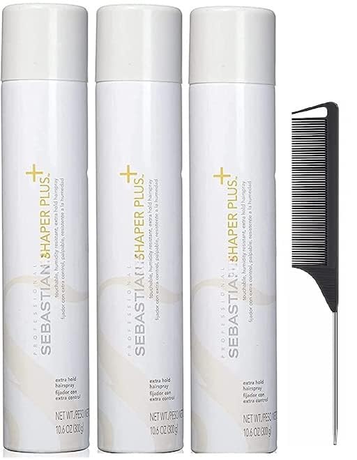 Shaper Plus - Extra Hold Hairspray - 10.6 Oz- And Black Steel Comb (Pack Of 3)