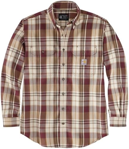 Carhartt Men's Flame Resistant Force Rugged Flex Loose Fit Midweight Twill Plaid Shirt