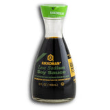 Kikkoman Traditionally Brewed Low Sodium Soy Sauce, One 5fl oz Dispenser and One 40 Ounce Refill Bottle of Soy Sauce, Bundled with Ondago Funnel for Simple Pouring