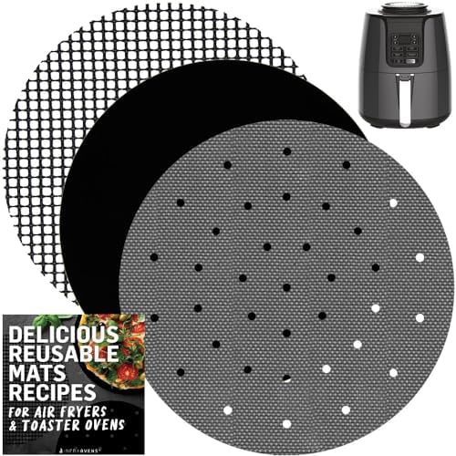 INFRAOVENS Air Fryer Liners Round Reusable Replacement for Parchment Paper, Large Airfryer Accessories For Ninja Pressure Cooker Foodi 5 qt 6.5 qt 8 qt, Secura Ultrean Basket Cover Sheets for Cooking