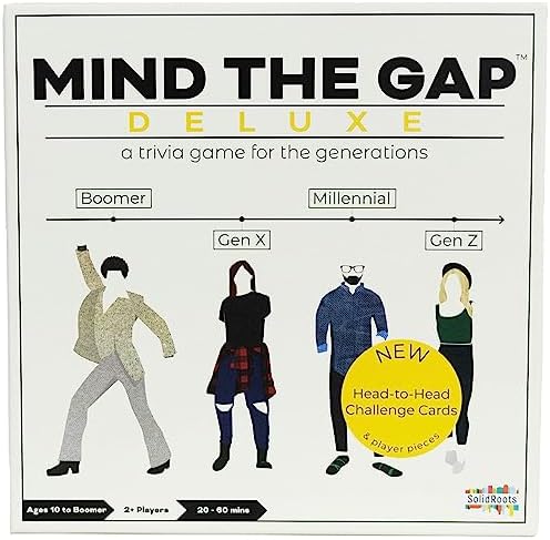 Spin Master Games, Mind The Gap Deluxe Trivia Game, Board Game for All Generations on Thanksgiving, Friendsgiving, Birthdays & Family Nights, 2-12 Players, for Ages 10 & Up