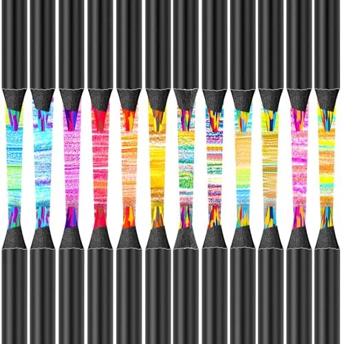 Easter Basket Stuffers for Teen Kids, 24-Pack 12-Color Rainbow Pencils, Cute School Supplies, Gifts for Teen Gifts Trendy Stuff, Art Supplies for Adults, Birthday Party Favors, Gifts for 4-12 Year Old