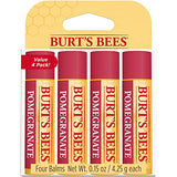 Burt's Bees Lip Balm, Moisturizing Lip Care, for All Day Hydration, 100% Natural, Pomegranate with Beeswax & Fruit Extracts (4 Pack)