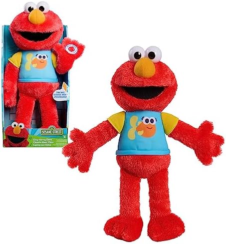 Just Play Sesame Street 13-inch Sing-Along Plush Elmo with Lights and Sounds, Super-Soft and Huggable, Kids Toys for Ages 18 Month