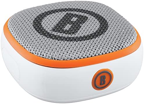 Bushnell Disc Jockey -Bluetooth -Speaker, Lightweight Disk Golf -Speaker with Distance to Basket -GPS, White/Orange, Small