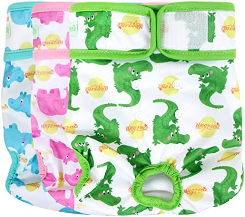 wegreeco Luxury Washable Reusable Dog Diapers (Stylish Pattern) - Female Dog Diapers, Doggie Diapers, 3 Pack (Fancy, Medium)