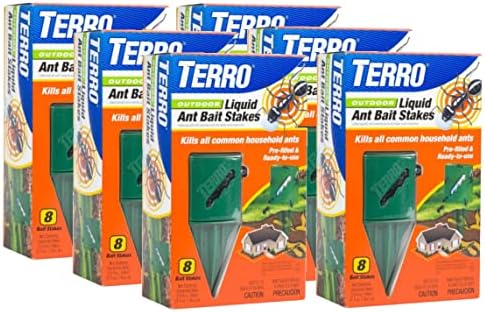 TERRO T1812 Outdoor Liquid Ant Killer Bait Stakes - BkhVHC 8 Count (0.25 oz each), 6Pack