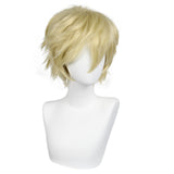 Anogol Hair Cap + Short Blonde Men's Cosplay Wig Loid Forger Cosplay Wig Gilgamesh Cosplay Wig for Halloween Christmas Event Costume Party