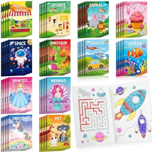 BenLouis Coloring Books Party Favors Bulk Mini Coloring Books for Kids Ages 4-8-12 Small Activity Books For Birthday Party Gifts Goodie Bags Stuffers Classroom Travel Activity（48pcs Classic）