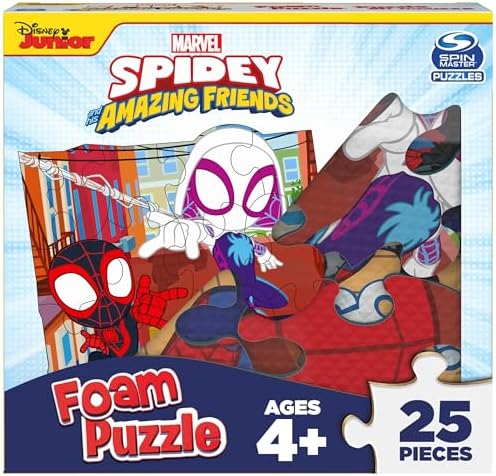 Spin Master Games, Marvel Spidey and His Amazing Friends Puzzles, Squishy Foam Puzzle, 25 Pieces, Spiderman Toys, Easter Basket Stuffers, for Ages 4 & Up
