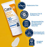 CeraVe 100% Mineral Sunscreen SPF 30 | Face sunscreen With Zinc Oxide & Titanium Dioxide | Hyaluronic Acid + Niacinamide + Ceramides | Oil Free Sunscreen For Face | Travel Size Sunscreen 2.5 oz