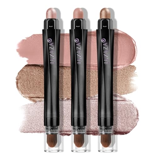 Classic 3PCS Neutral Eyeshadow Stick Makeup Set, Metallic Shimmer Matte Cream Eye Shadow Eyeliner Brightener Pencil Crayon - H1