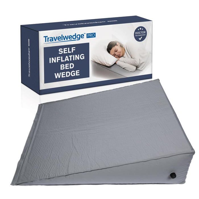 Self-Inflating Bed Wedge Pillow | Lightweight for Travel | Wedge Pillow for Sleeping and Acid Reflux, Heartburn, and GERD Pillow (TWDPRO2, 22 Inch)
